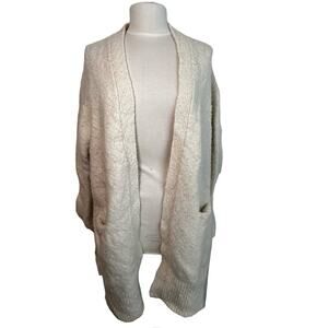 AllSaints White Open Front Popcorn Cardigan